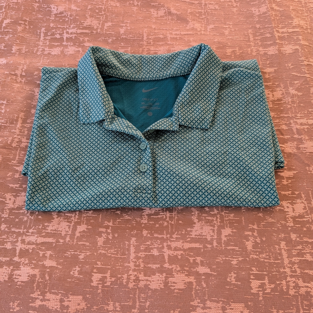 Nike Teal Patterned Polo Shirt